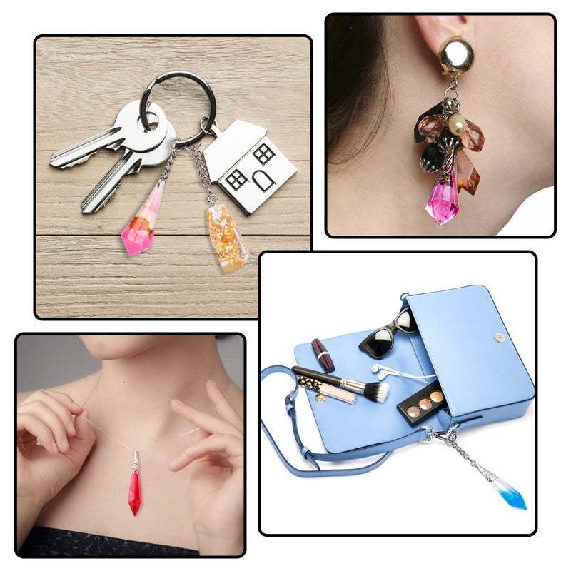 Suhome Crystal Resin Molds,15 PCS Silicone Molds for Resin, Pendulum Resin Pendant Molds for Making Necklace, UV - Image 3